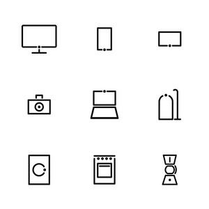 大,小型家用电器和电子产品的简约图标照片